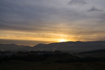 Fototapeta na wymiar Sunrise on meadow. Slovakia