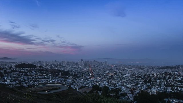 Beautiful day to night timelapse of San Francisco at Twin Peaks