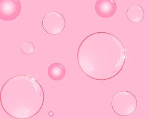 Soap bubbles with reflections pink background