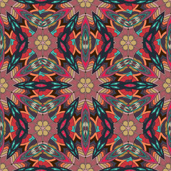 Ornate floral seamless texture, endless pattern with vintage mandala elements.