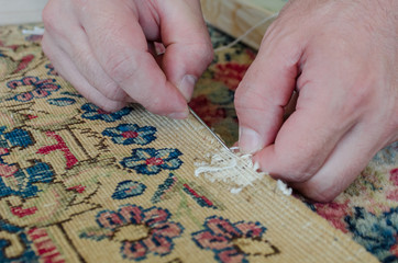 Restoring damaged old rug