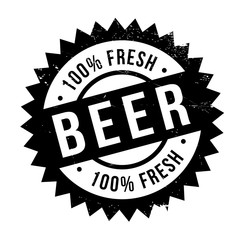 Beer stamp. Grunge design with dust scratches. Effects can be easily removed for a clean, crisp look. Color is easily changed.