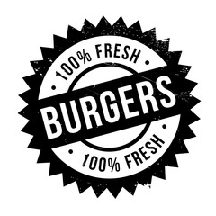 Burgers stamp. Grunge design with dust scratches. Effects can be easily removed for a clean, crisp look. Color is easily changed.