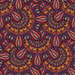 Ornate floral seamless texture, endless pattern with vintage mandala elements.
