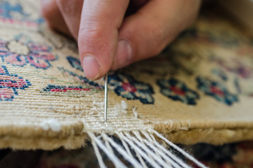 Restoring damaged old rug