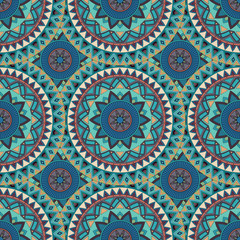 Ornate floral seamless texture, endless pattern with vintage mandala elements.