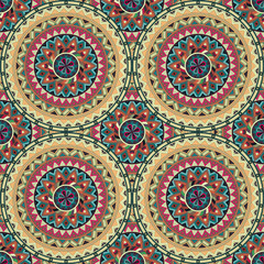 Ornate floral seamless texture, endless pattern with vintage mandala elements.
