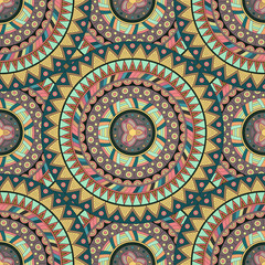 Ornate floral seamless texture, endless pattern with vintage mandala elements.