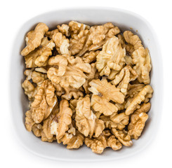 Portion of Walnut kernels isolated on white