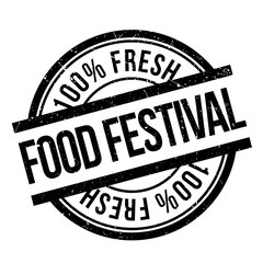 Food festival stamp. Grunge design with dust scratches. Effects can be easily removed for a clean, crisp look. Color is easily changed.