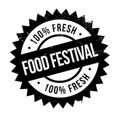 Food festival stamp. Grunge design with dust scratches. Effects can be easily removed for a clean, crisp look. Color is easily changed.