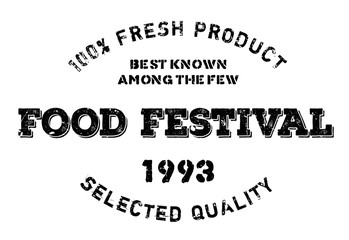 Food festival stamp. Grunge design with dust scratches. Effects can be easily removed for a clean, crisp look. Color is easily changed.