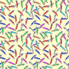 Seamless pattern of colored pencils