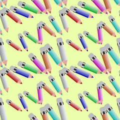 Seamless pattern of colored pencils