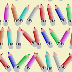 Seamless pattern of colored pencils