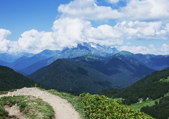 Beautiful nature landscape. The mountain trail.