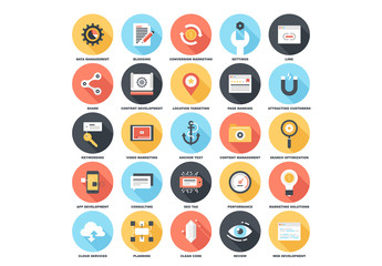 25 Flat Circular Business and Productivity Icons - Powered by Adobe