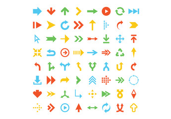 64 Flat Arrow Icons