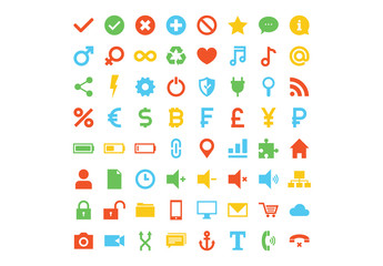 64 Flat Assorted Web Icons