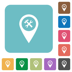 Workshop service location rounded square flat icons