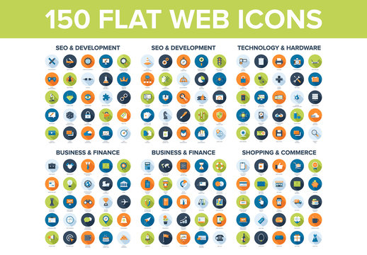150 Assorted Circular Web Icons