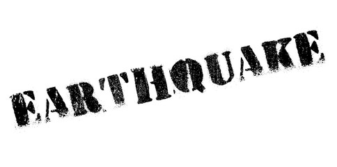 Earthquake rubber stamp. Grunge design with dust scratches. Effects can be easily removed for a clean, crisp look. Color is easily changed.