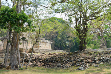 Some of the ancient structures at Copan archaeological site of Maya civilization in Honduras. Central America