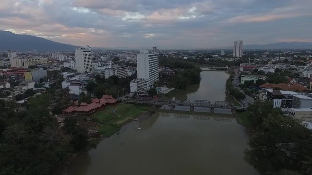 Chiang Mai City Thailand Aerial Drone Clip
