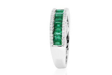 anillo o argolla con esmeraldas y  diamantes joyería con oro