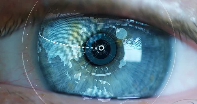 human being futuristic vision, vision and control and protection of persons, control and security in the accesses. surveillance system
