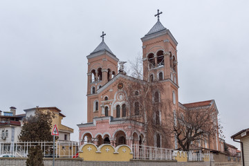 RAKOVSKI, BULGARIA - DECEMBER 31 2016: The Roman Catholic church of St Michael the Archangel in town of Rakovski, Bulgaria