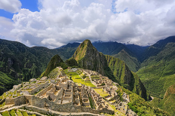 Inca citadel Machu Picchu in Peru - obrazy, fototapety, plakaty