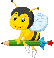 bee holding pencil
