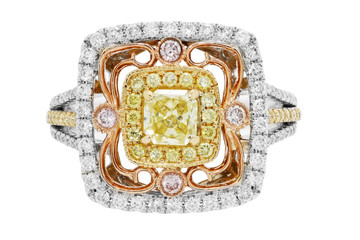 joyeria anillo con zafiros y diamantes amarillos