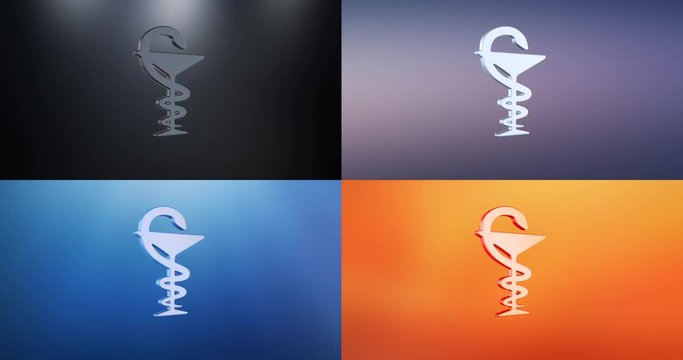 Animated Medicine Snake 3d Icon Loop Modules for edit with alpha matte
