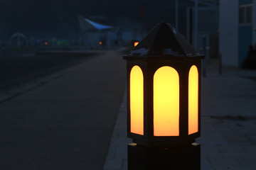 北海道豊浦　海辺にキャンプ場の外灯