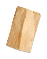 Old paper bag isolated on white background