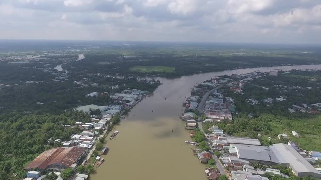 Can Tho City Vietnam Aerial Drone Clip