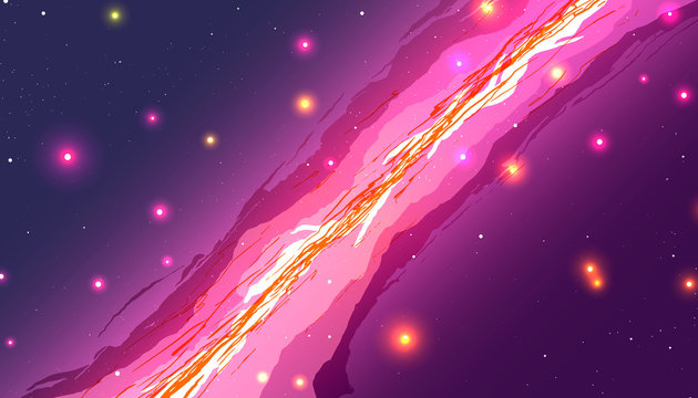 Vector Pink Space Abstract Background. Stars And Nebula.