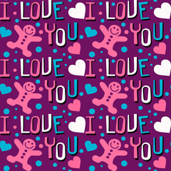 Abstract background with words text I love You wallpaper seamless pattern for gift wrapping