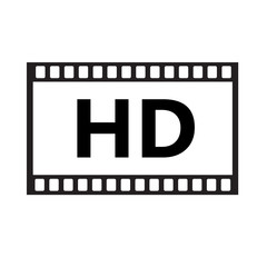 Flat icon of hd video on white background. hd video sign.