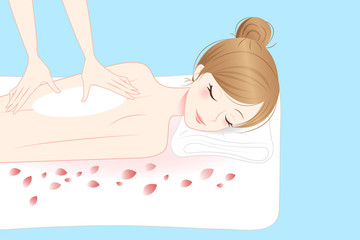cartoon woman enjoy do spa