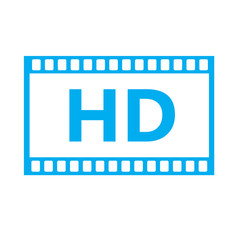 Flat icon of hd video on white background. hd video sign.