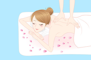 cartoon woman enjoy do spa
