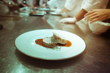 Blurry background vintage color style of Chef in hotel or restau