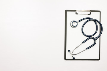 Stethoscope in doctors desk