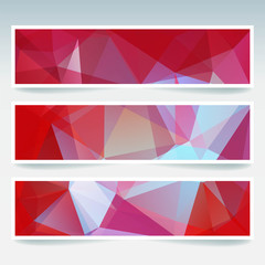 Fototapeta premium Abstract banner with business design templates. Set of Banners with polygonal mosaic backgrounds. Geometric triangular vector illustration. Red, brown, blue colors.