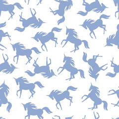 Realistic unicorn silhouette seamless pattern