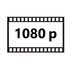 Flat icon of 1080p hd video on white background. 1080p hd video