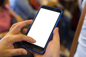 Person hand holding smartphone